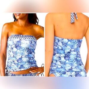 Blue Seashell Print Tankini Top